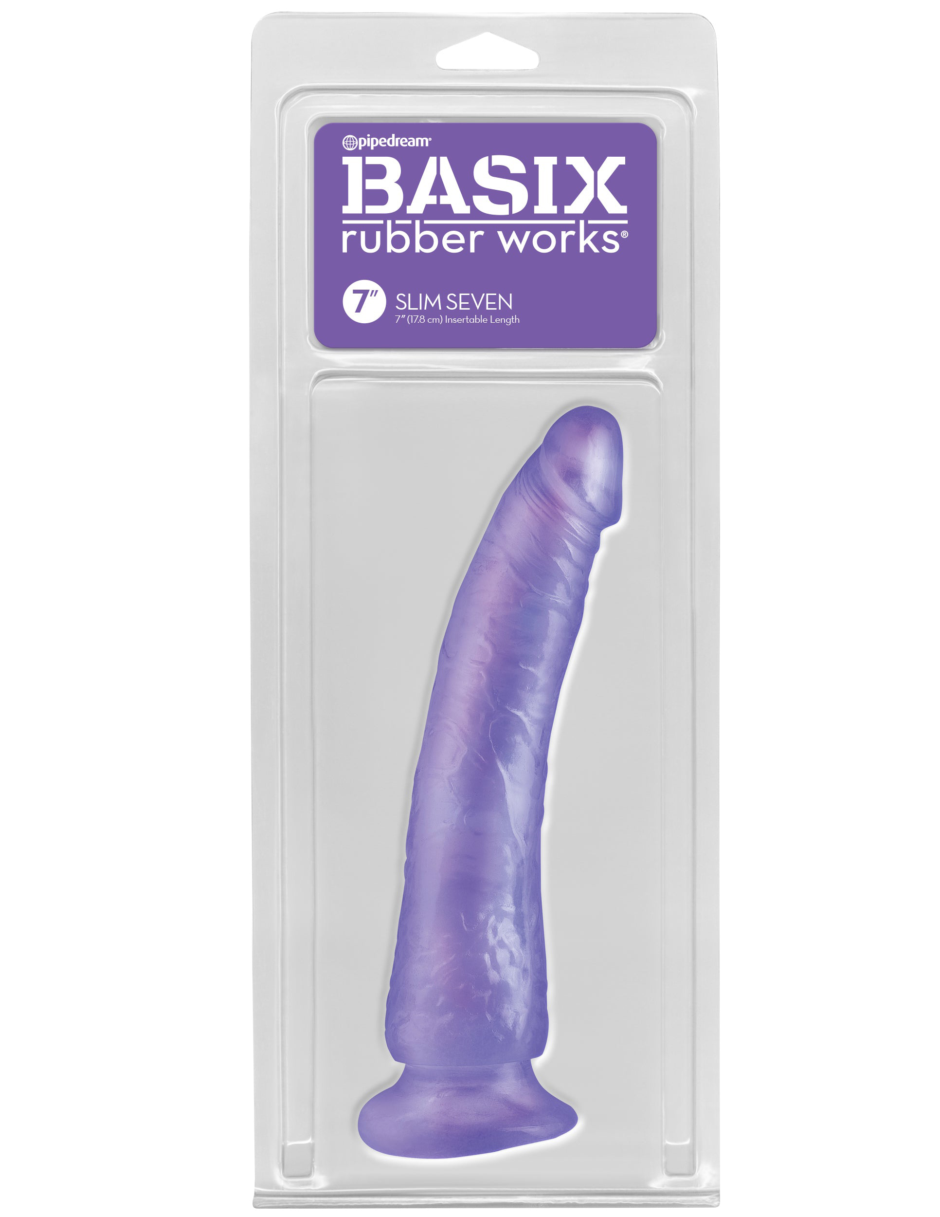 Basix dildos are soft and comfortable with flexibility that easily adapts to any of your favorite positions. The powerful suction cup sticks to most hard surfaces for hands-free fun and doubles as a sturdy base that is compatible with most strap-on harnesses. Insertable Length: 7" (17.8 cm)