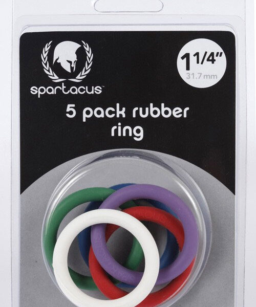 Four 1.25" (3.17 cm) rubber cock rings. Various Colors.