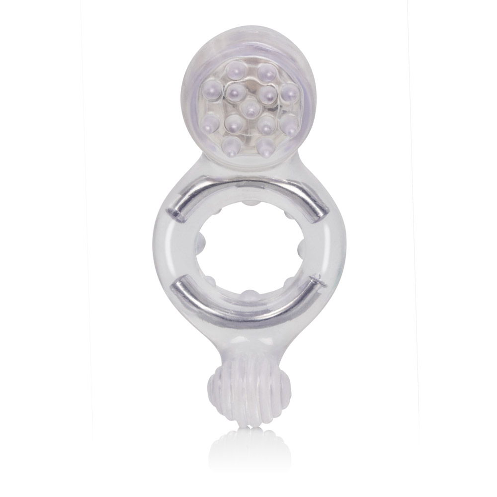 Flexible and comfortable erection enhancer vibrates on contact or works continuously with the flip of a switch. Sturdy support for him Stimulation for her with multiple ticklers and sensuous pleasure ball Uses 2 watch batteries. 4 included.