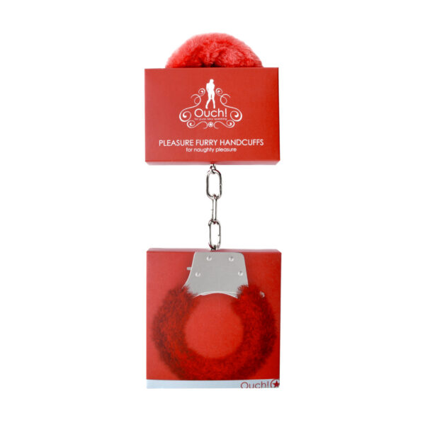 Pleasure Handcuffs Furry - Red