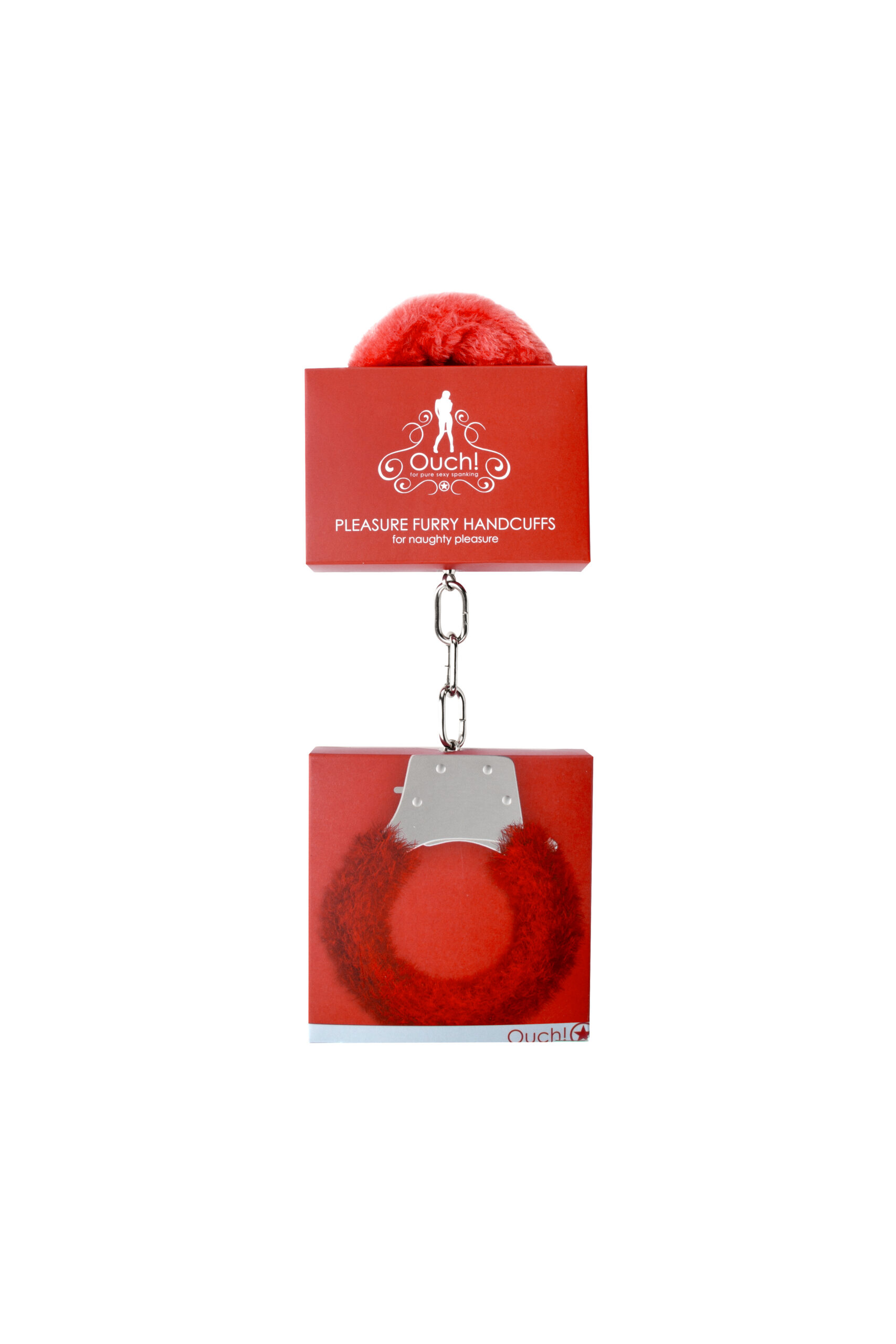 Pleasure Handcuffs Furry - Red