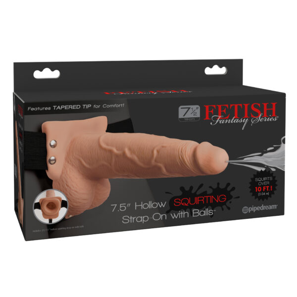 Fetish Fantasy Series 7.5 Inch Hollow Squirting Strap-on With Balls - Flesh