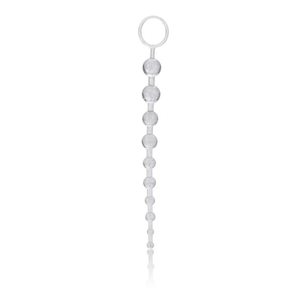 Glittered and ready for action. Graduated durable beads with a sturdy retrieval ring.