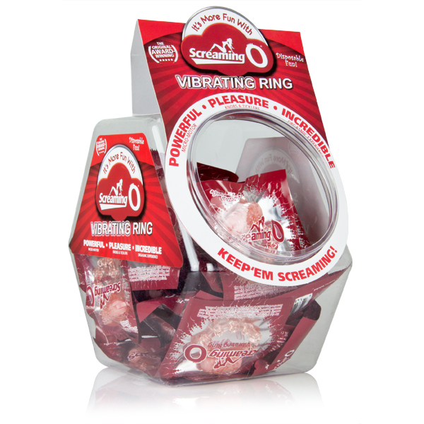 The Screaming O is the award winning revolutionary disposable sex aid that enhances the ability and intensity to achieve incredible orgasms for both partners. With pleasure knobs for him and ticklers for her both partners are stimulated by intense wireless that buzzes throughout the entire ring when worn at the base of the penis. The Screaming O is made of food grade