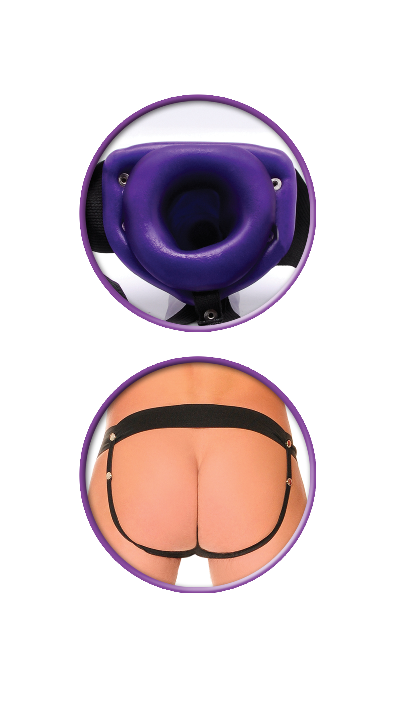 Fetish Fantasy Series for Him or Her Vibrating Hollow Strap-on - Purple - Image 3