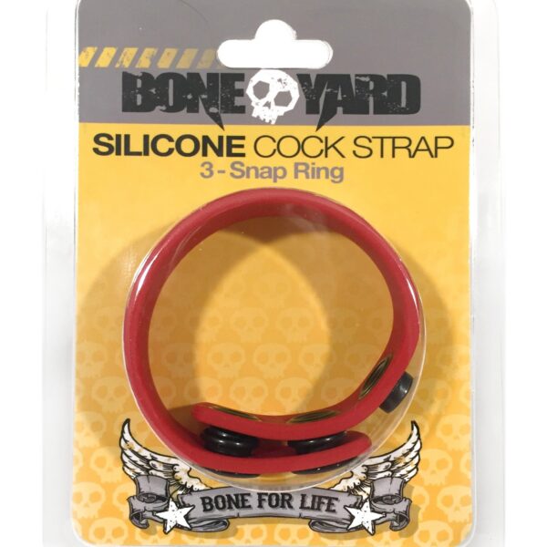 Boneyard Silicone Cock Strap 3 - Snap Ring - Red
