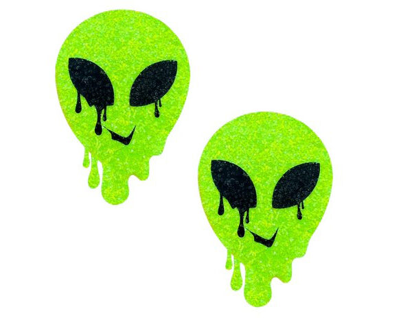 Super Sparkle Lemon Lime Blacklight Glitter Melty Alien Nipple Cover Pasties