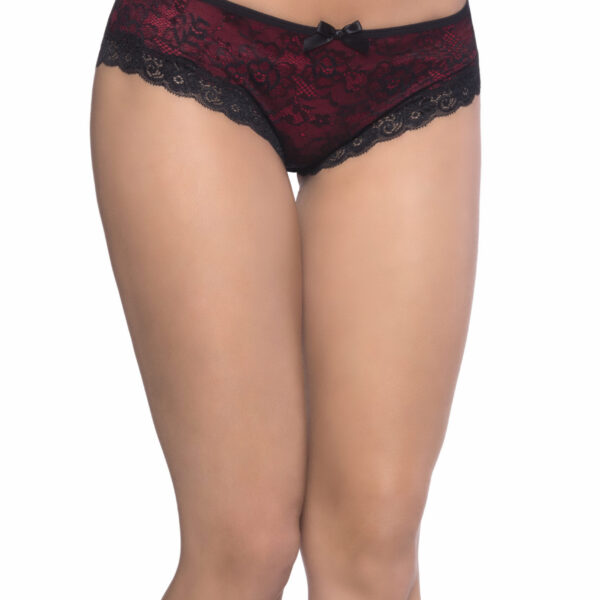 Cage Back Lace Panty - 3x4x - Black/red