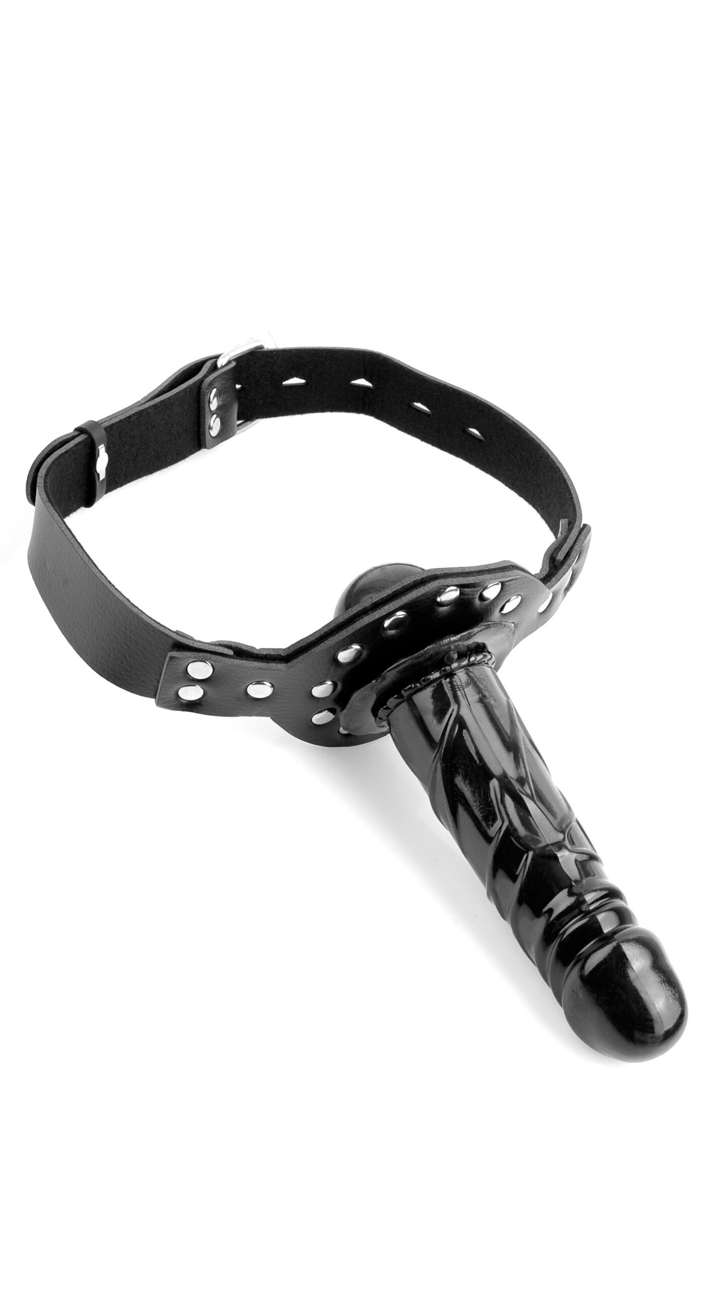 Make a statement without saying a word with this Deluxe Ball Gag with Dildo. This 2-in-1 gag has something for both of you: a smooth