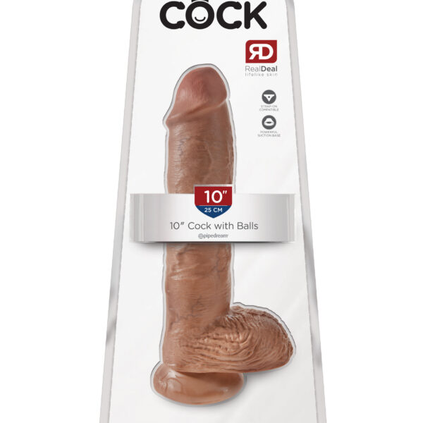 King Cock 10 Inch Cock With Balls - Tan