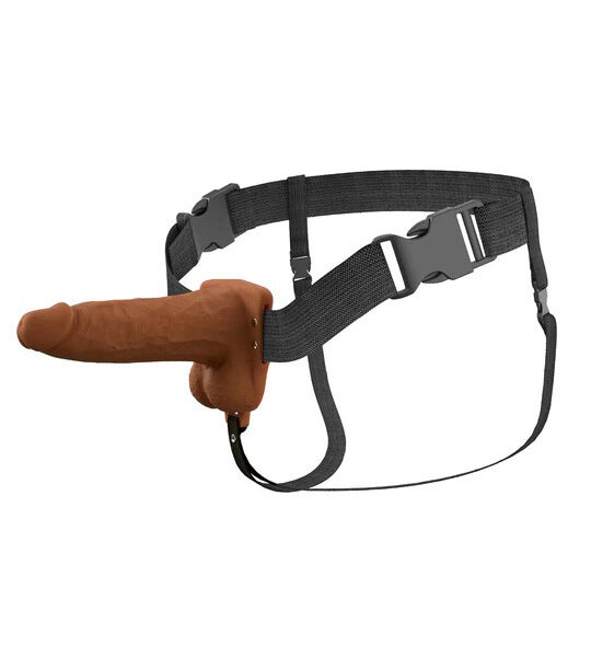 Fantasy X-Tensions Elite 6" Vibrating Hollow Silicone Strap-on - Brown