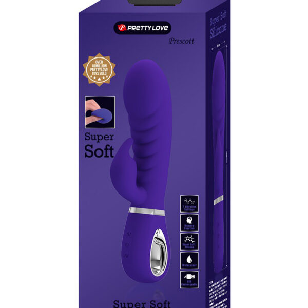 Prescott Super Soft Rabbit Silicone Vibrator - Purple