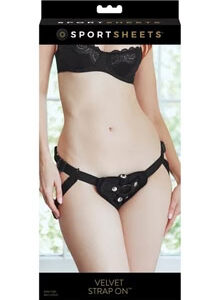 Vibrating Black Velvet Strap On