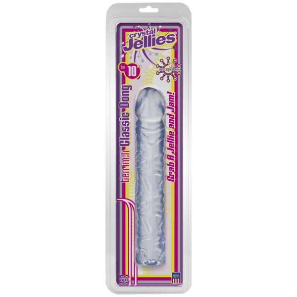 Doc Johnson's 10" Crystal Jellies Classic is a soft and flexible variation of the original dong that started it all. This cock has the traditional thickness and veiny texture we all know and love