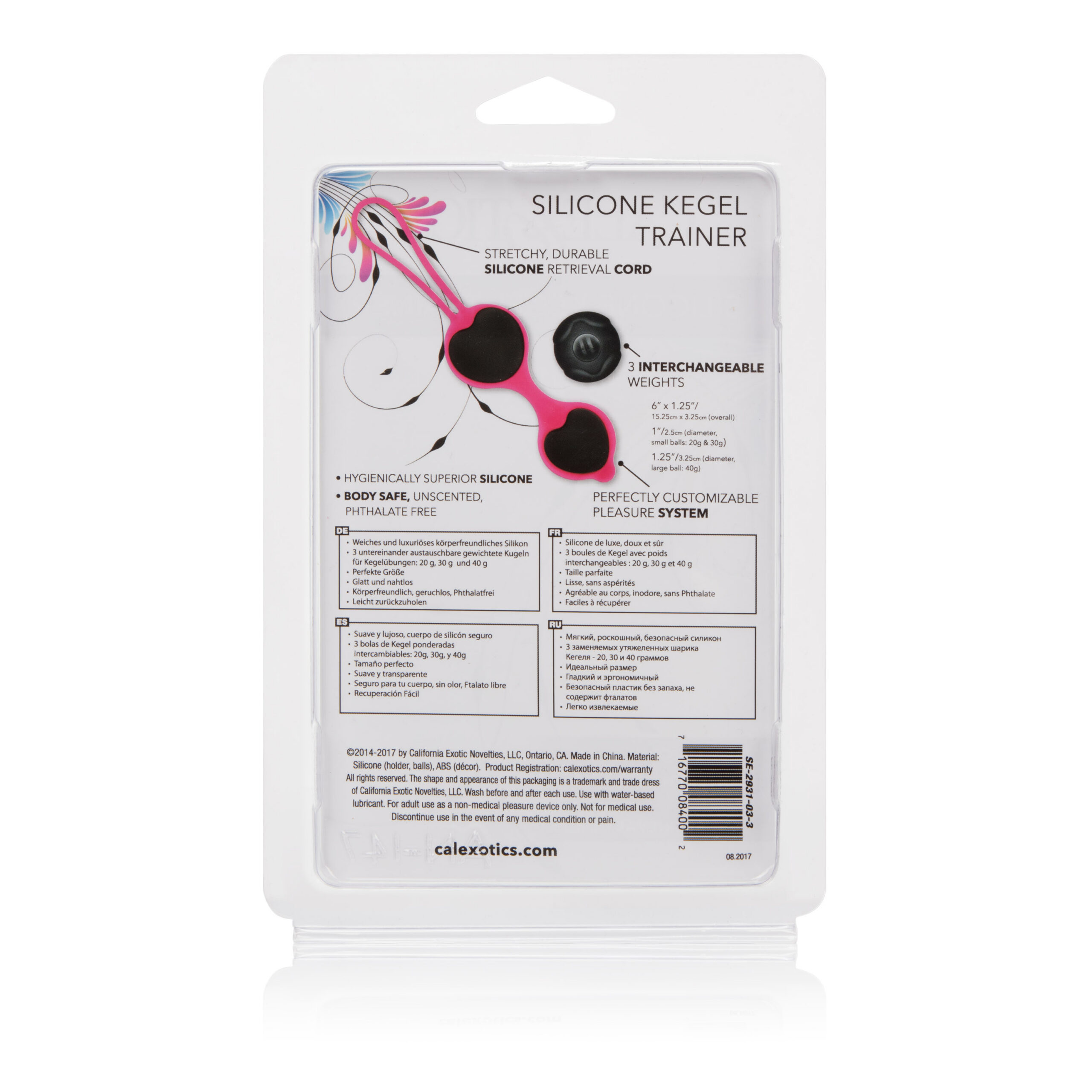 keep fit and look after their pelvic area all at the same time. This fantastic trainer is a great addition to thepersonal collection of products and is sure to help Measurements: Overall: 6" x 1.25" / 15.25cm x 3.25cm Large Ball Diameter: 1.25" / 3.25cm Small Ball Diameter: 1" / 2.5cm Made with Silicone and ABS plastic.