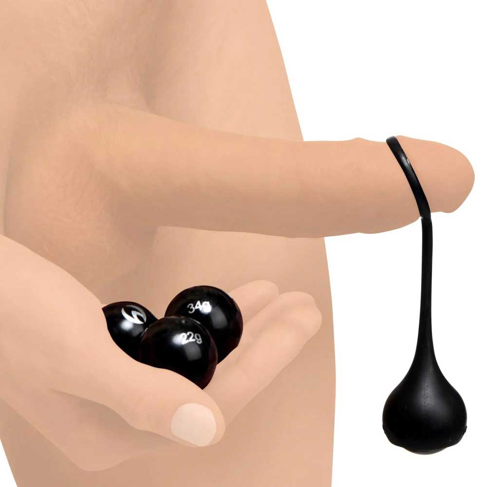 Cock Dangler Silicone Penis Strap With Weights - Black