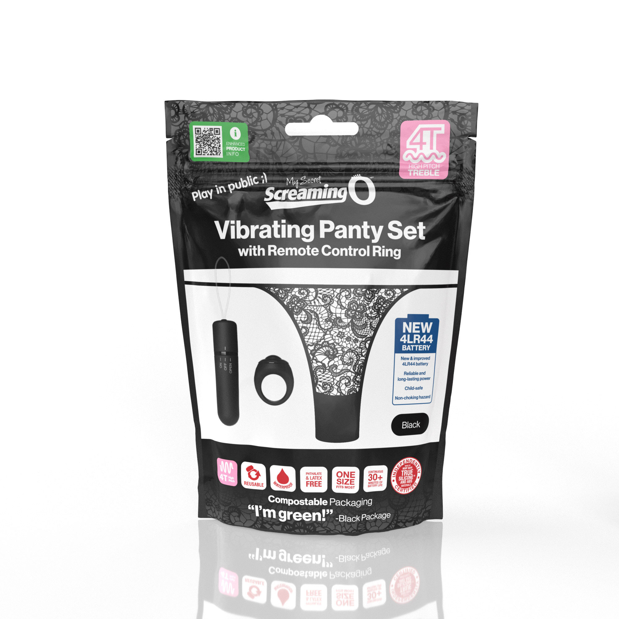 Screaming O 4t - Vibrating Panty Set With Remote Control Ring - Black - Image 4