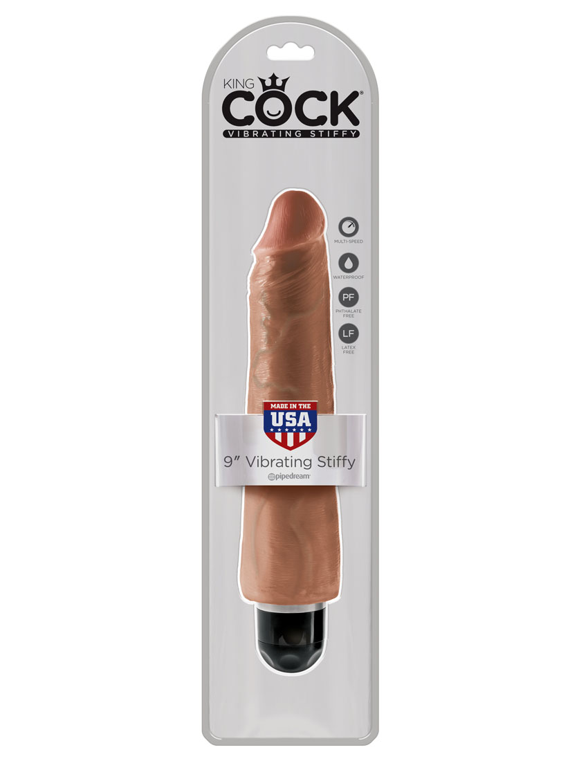 King Cock 9" Vibrating Stiffy - Tan