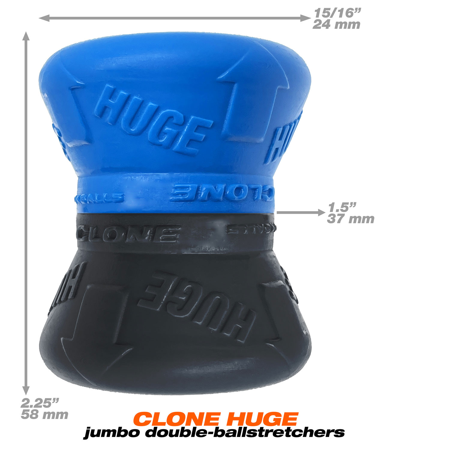 Clone Duo Huge - 2-Pack Ballstretcher - Pool Blue / Black