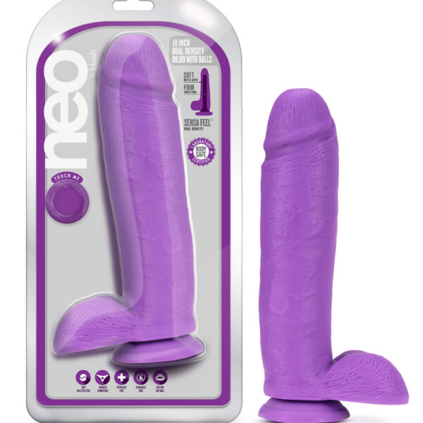 Neo - 10 Inch Dual Density Dildo - Neon Purple