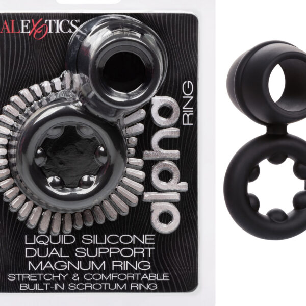 Alpha Liquid Silicone Dual Support Magnum Ring - Black