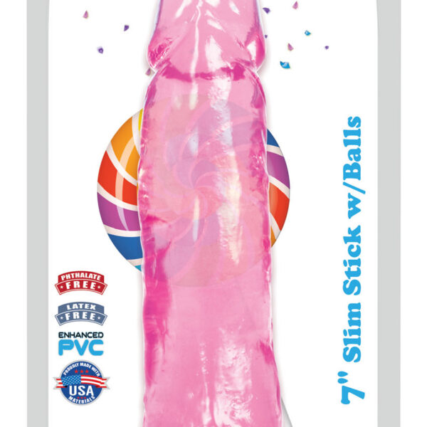 Lollicock 7 Inch Slim Stick With Balls - Cherry Ice