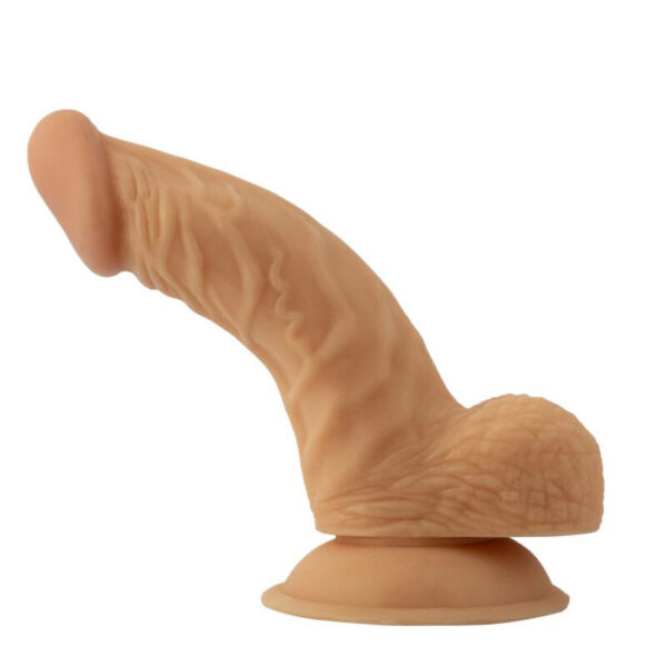 5 inch realistic cock with balls. It features a suction cup base for hands free fun.