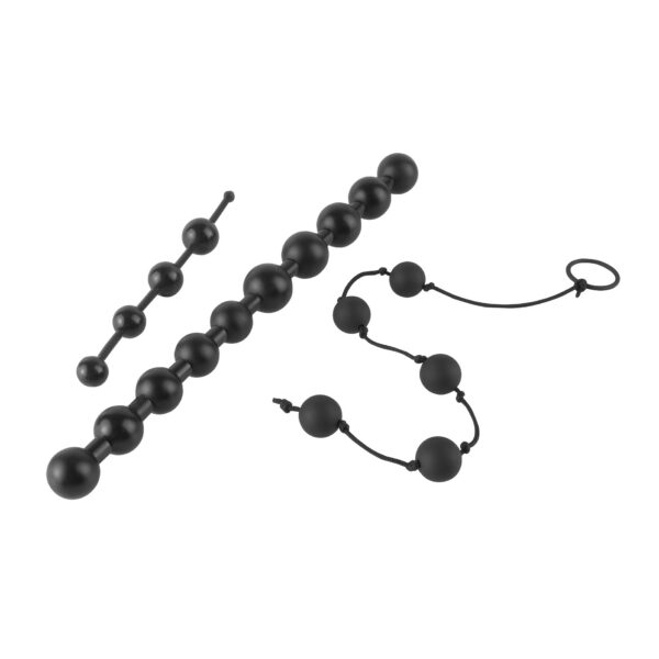 If you have never tried anal play this Beginners Bead Kit is just what you need to explore the amazing world of anal stimulation. Begin with the smallest set of beads which features a tip of just .5-inches to ease insertion before gradually expanding to .75-inches. Once accustomed to the size experiment with the stringed beads before graduating to the largest set. No.1 and No.2 feature a flexible shaft that bends with your bodys contours to hit just the right spot while the sturdy retrieval cords of No.1 and No.3 offer safe and easy handling. Be sure not to insert the very last bead of No.2 as you will need it to handle the item.