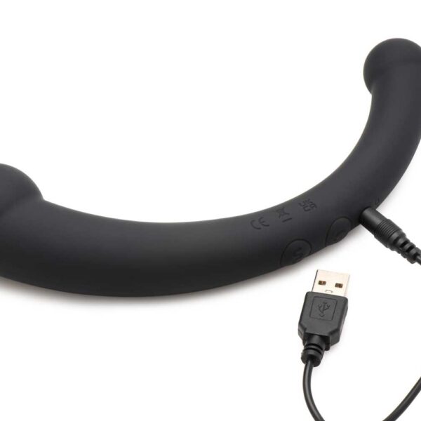 10x Vibra-Crescent Silicone Dual Ended Dildo - Black