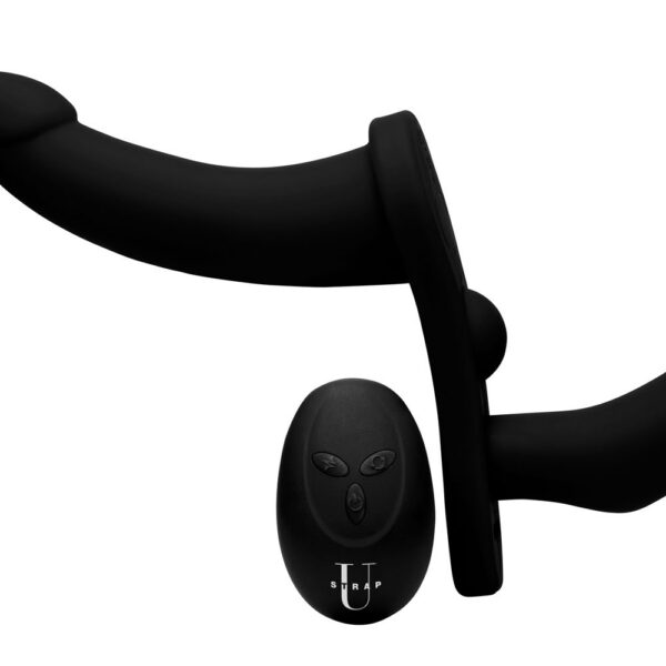 Double Take Black 10x Vibrating Double Penetration Adjustable Strap-On