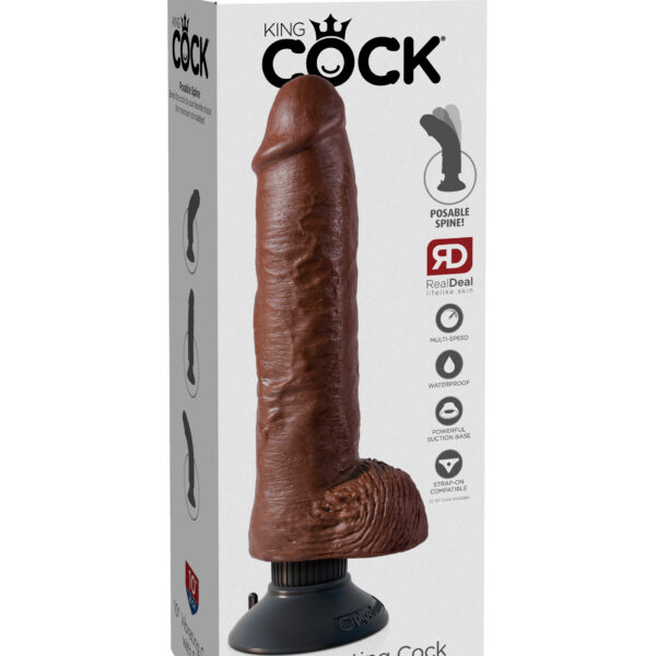 King Cock 10-Inch Vibrating Cock With Balls - Brown