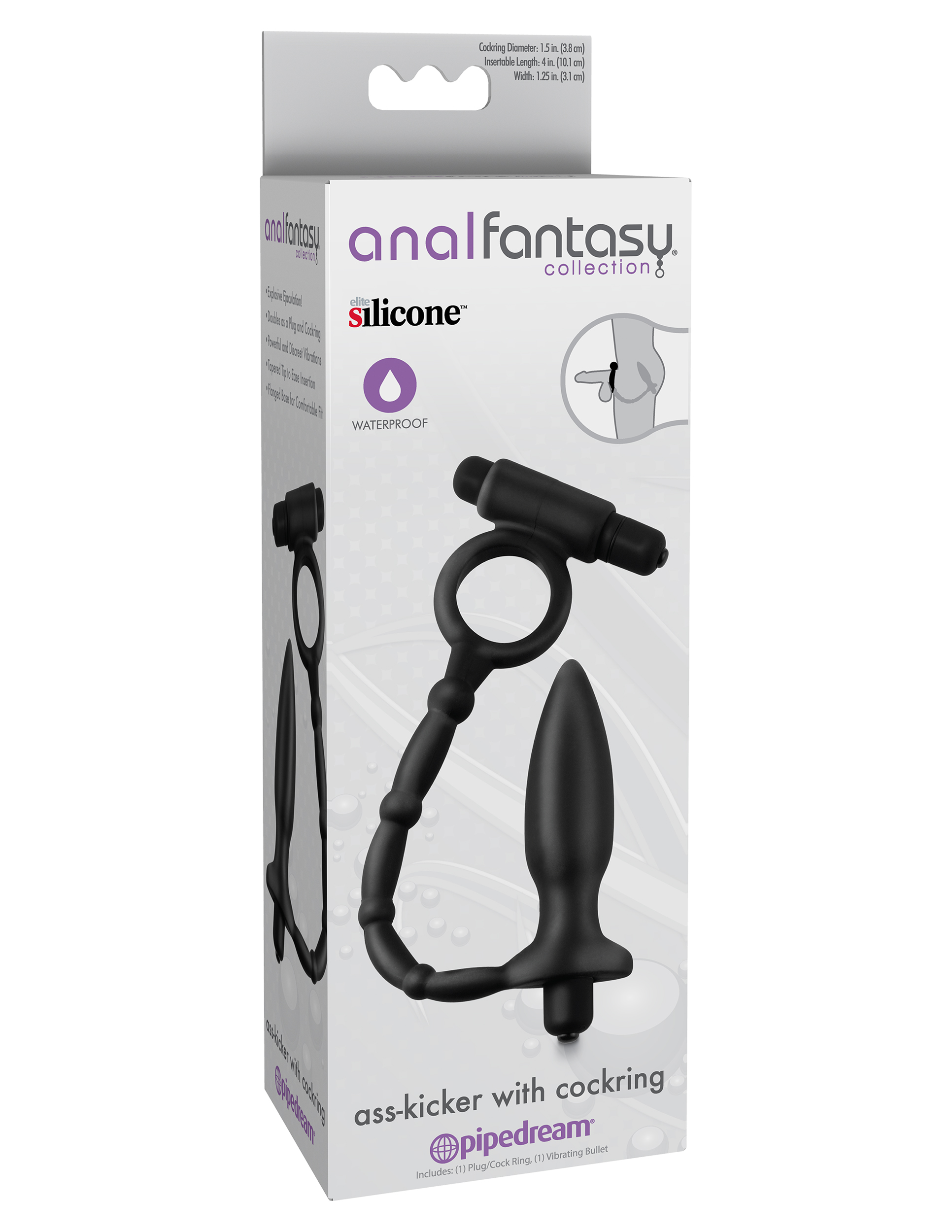 Anal Fantasy Collection Ass Kicker With Cockring - Black - Image 3