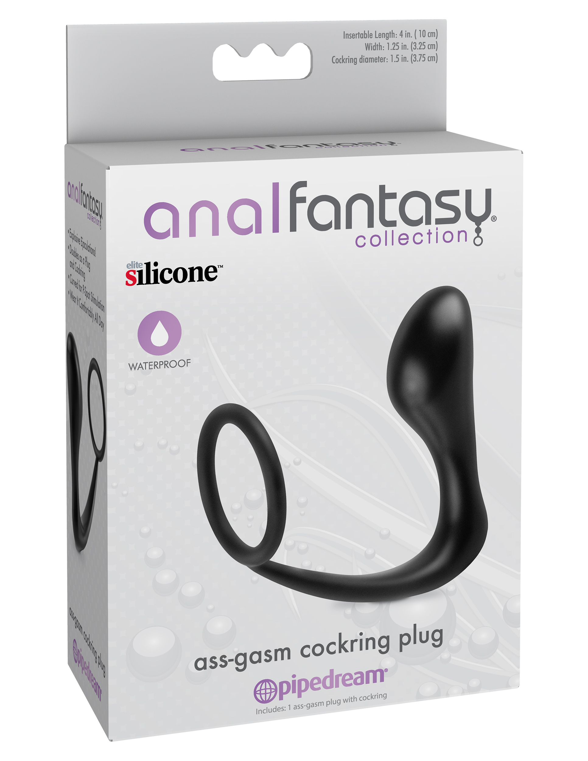 Anal Fantasy Collection Ass Gasm Cockring Plug - Black - Image 3