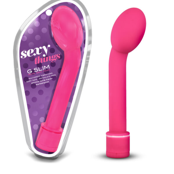 The G Slim Petite was designed with the female anatomy in mind. Its sleek bulbous head is angled for intese g-spot stimulation. The G Slim Petites size means you can put it in your bag and take it wherever you go. The motor enough power to give the most intense orgasms everytime. A smooth satin finish so it glides over you. Tantalizing you with its silky touch.