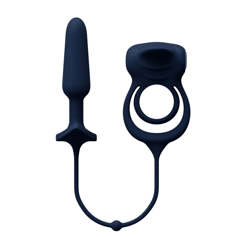 Humper Rechargeable Dual C-Ring With Anal Plug - Black