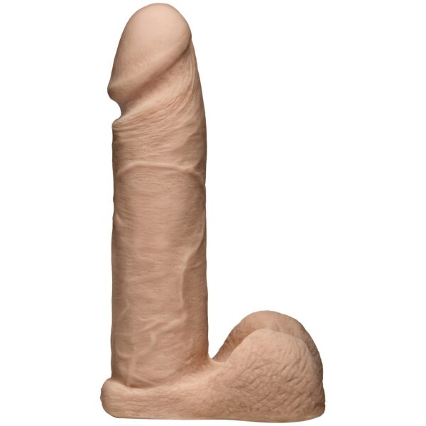 8 inch white flesh colored cock and balls. Made out of UR3 material.
