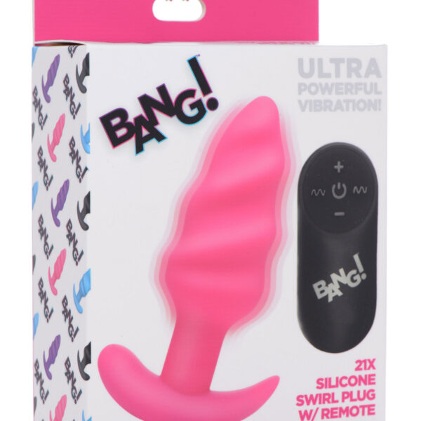 21x Silicone Swirl Plug With Remote - Pink