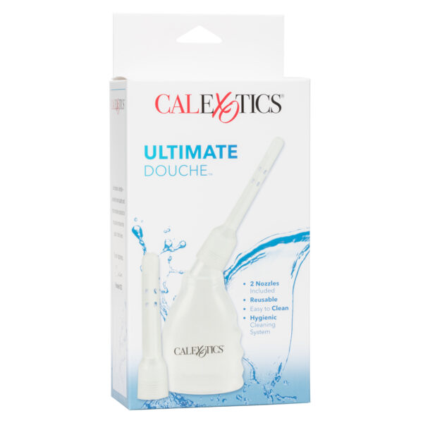Reusable douche system with transparent bottle and 2 interchangeable nozzles