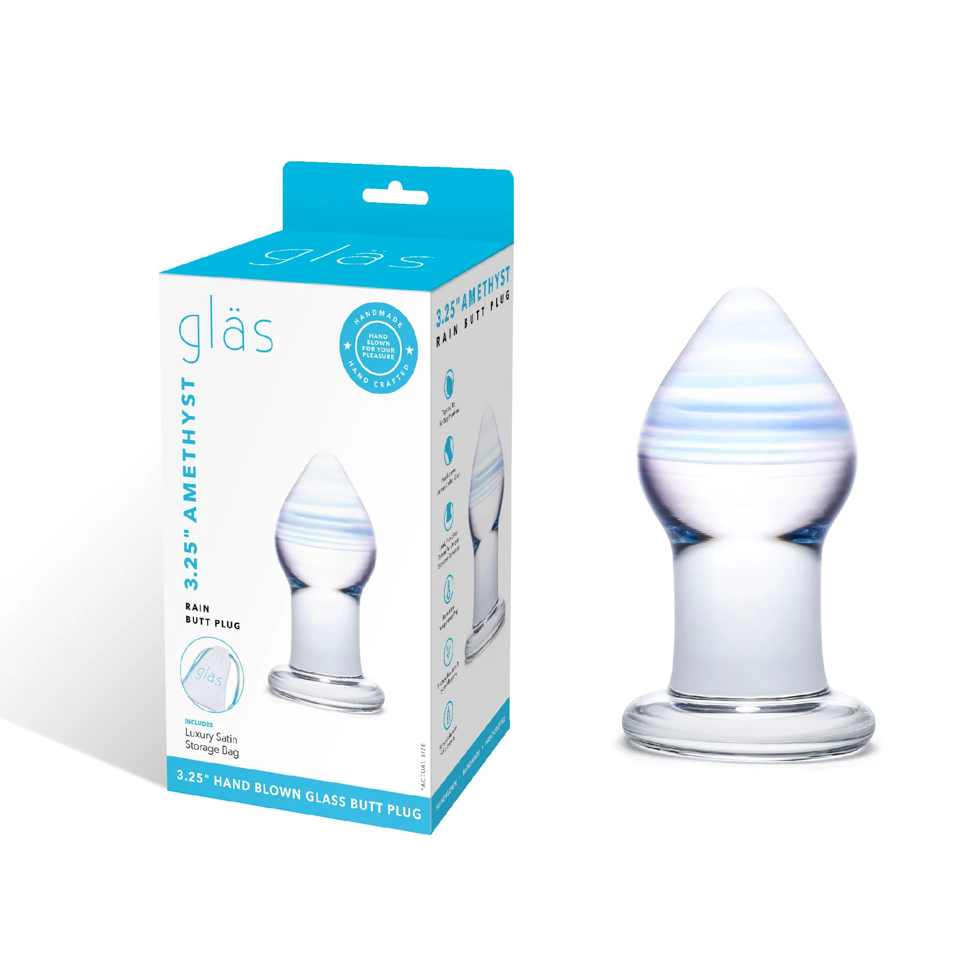 luminous glass version of your favorite classic butt plug. Featuring the traditional butt plug shape that can please all bodies regardless of gender