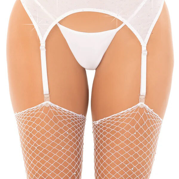 Rhinestone Garter Belt O/s - White