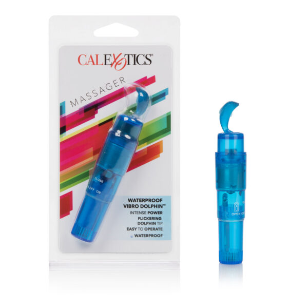 Ultra-powerful micro-sized massager with resonating dolphin tip.