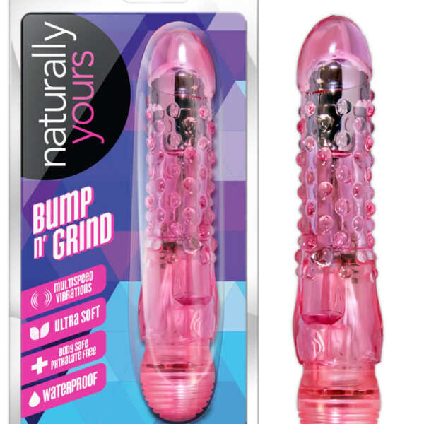 Bump N Grind is just what a girl needs for a special night. Sized perfectly for beginners and those who want something that fits just right. The bumps magnify the vibrations too stimulate you into orgasmic bliss. Twist the dial on the bottom to control the speed of the vibrations.