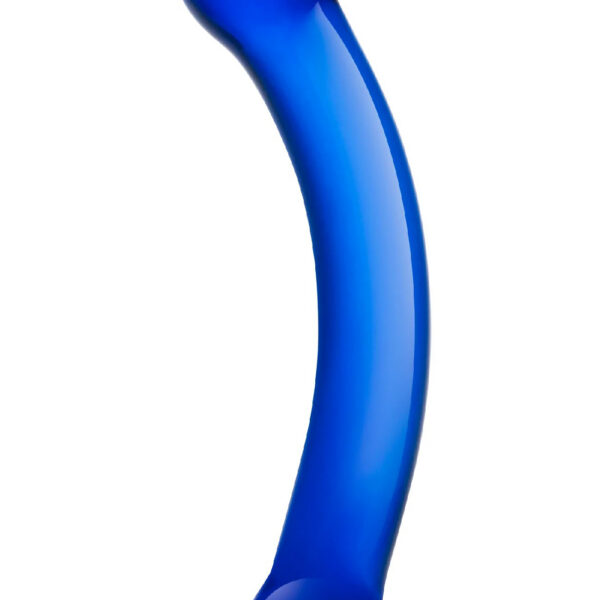6 Inch Curved G-Spot Blue Glass Dildo