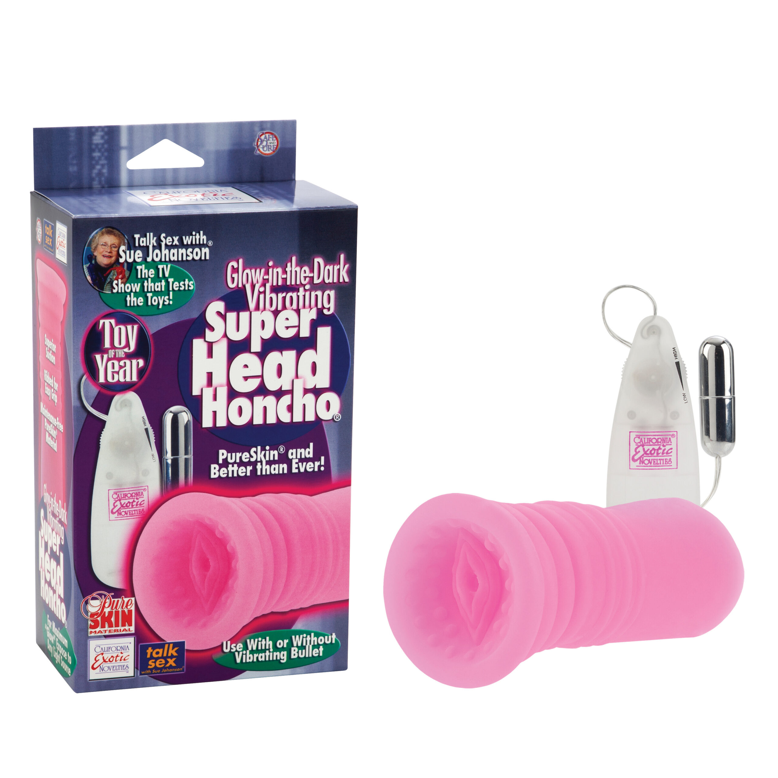 Sue Johanson Glow-in-the-Dark Vibrating Super Head Honcho - Pink - Image 3