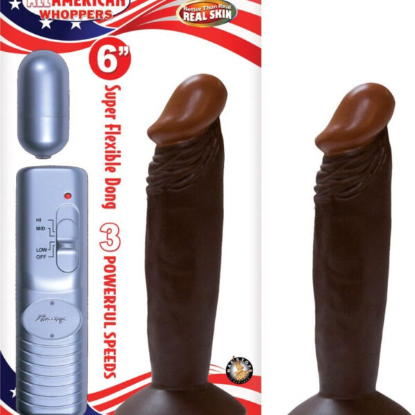 Afro American Whoppers 6 Inch Vibrating Dong With Bullet - Brown