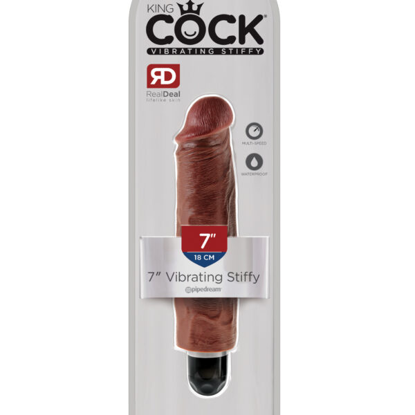 King Cock 7 Inch Vibrating Stiffy - Brown