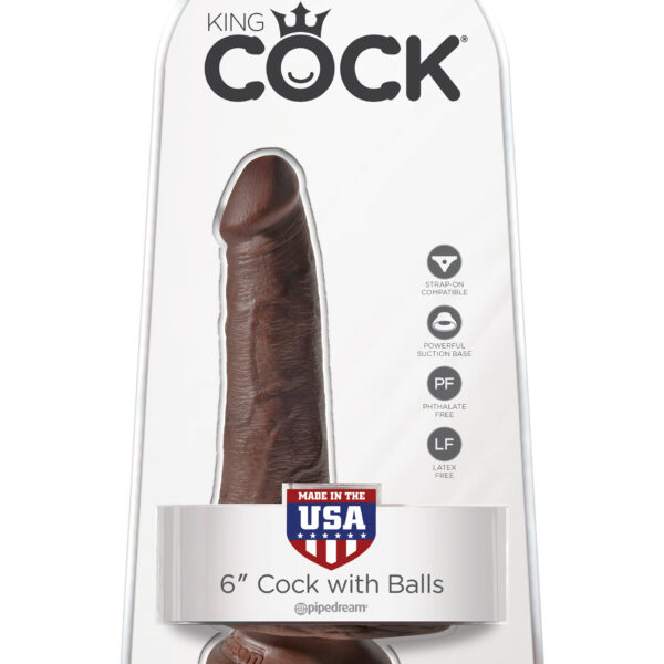 King Cock 6 Inch Cock With Balls - Brown