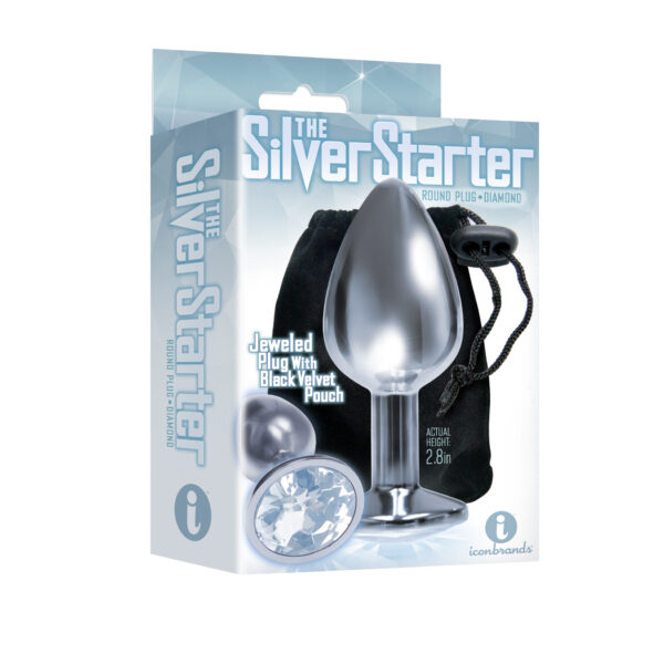 The 9's the Silver Starter Bejeweled Stainless Steel Plug - Diamond