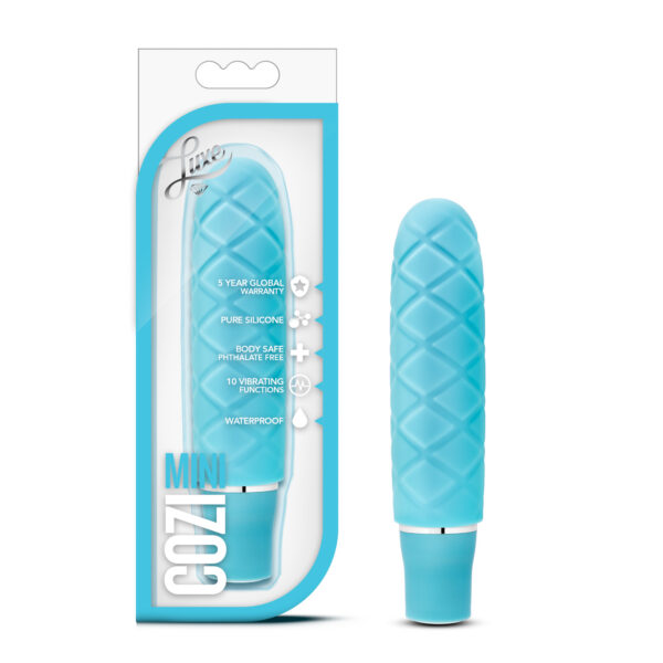 Molded from pure body-safe silicone Cozi Mini intrigues with its fun cushiony pattern and smooth satin finish. Craving a different sensation. Just remove the silicone sleeve and it becomes a sleek mini vibe. Cozi Mini has two speeds of vibration and its waterproof. Enjoy Cozi Mini wherever and however you want.