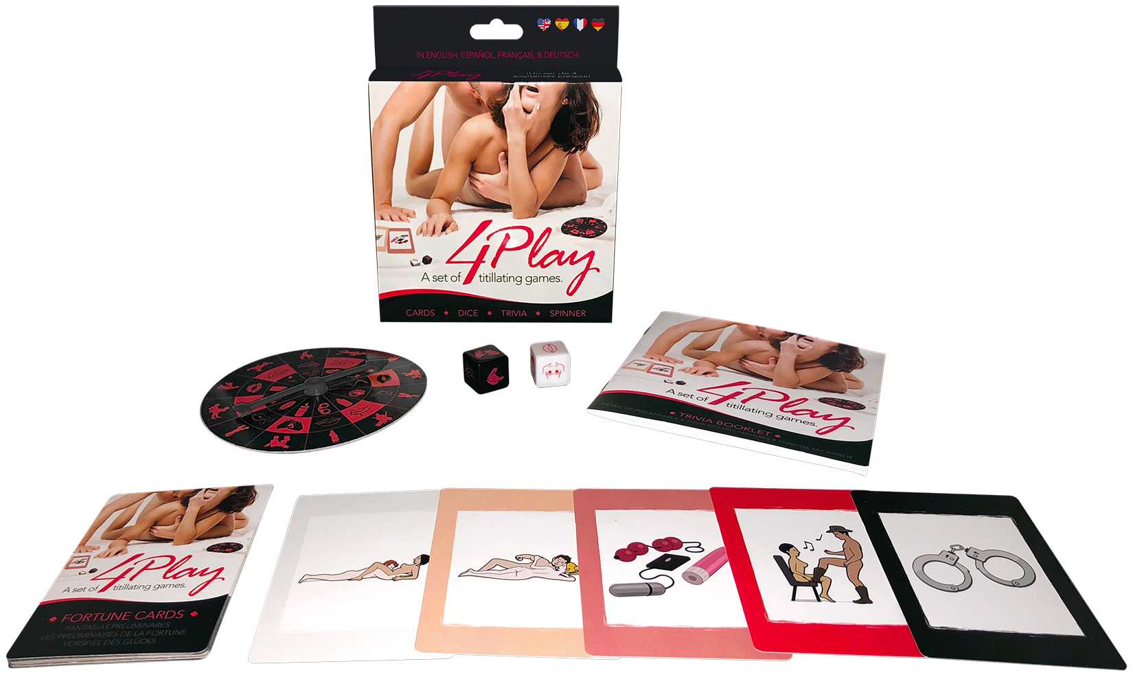A set of 4 titillating games! Each game incorporates sexual things to do with your lover. Play trivia